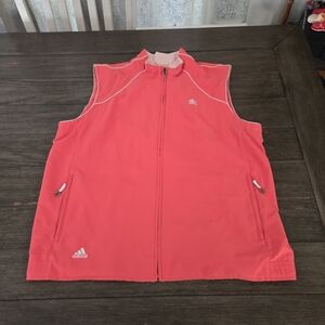 Vintage 2005 Adidas Golf Wind Vest Pink Coral Women’s XL Y2K Athletic Club Logo